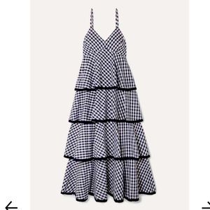 J. Crew Navy/Black Gingham Tiered Spaghetti Strap Midi/Maxi Dress (Size 12)
